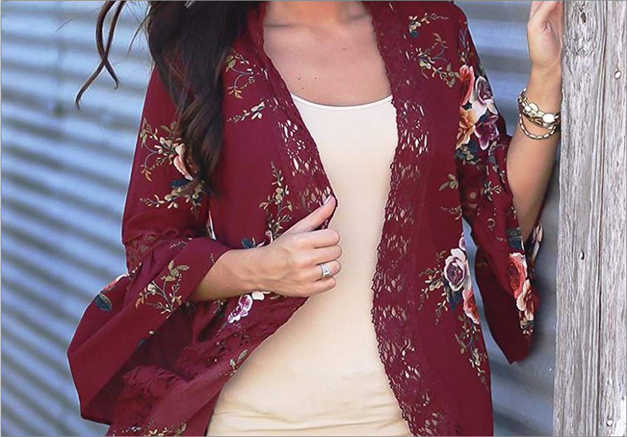 Kimono Cardigan by Ecowish Floral Lace Spring Casual